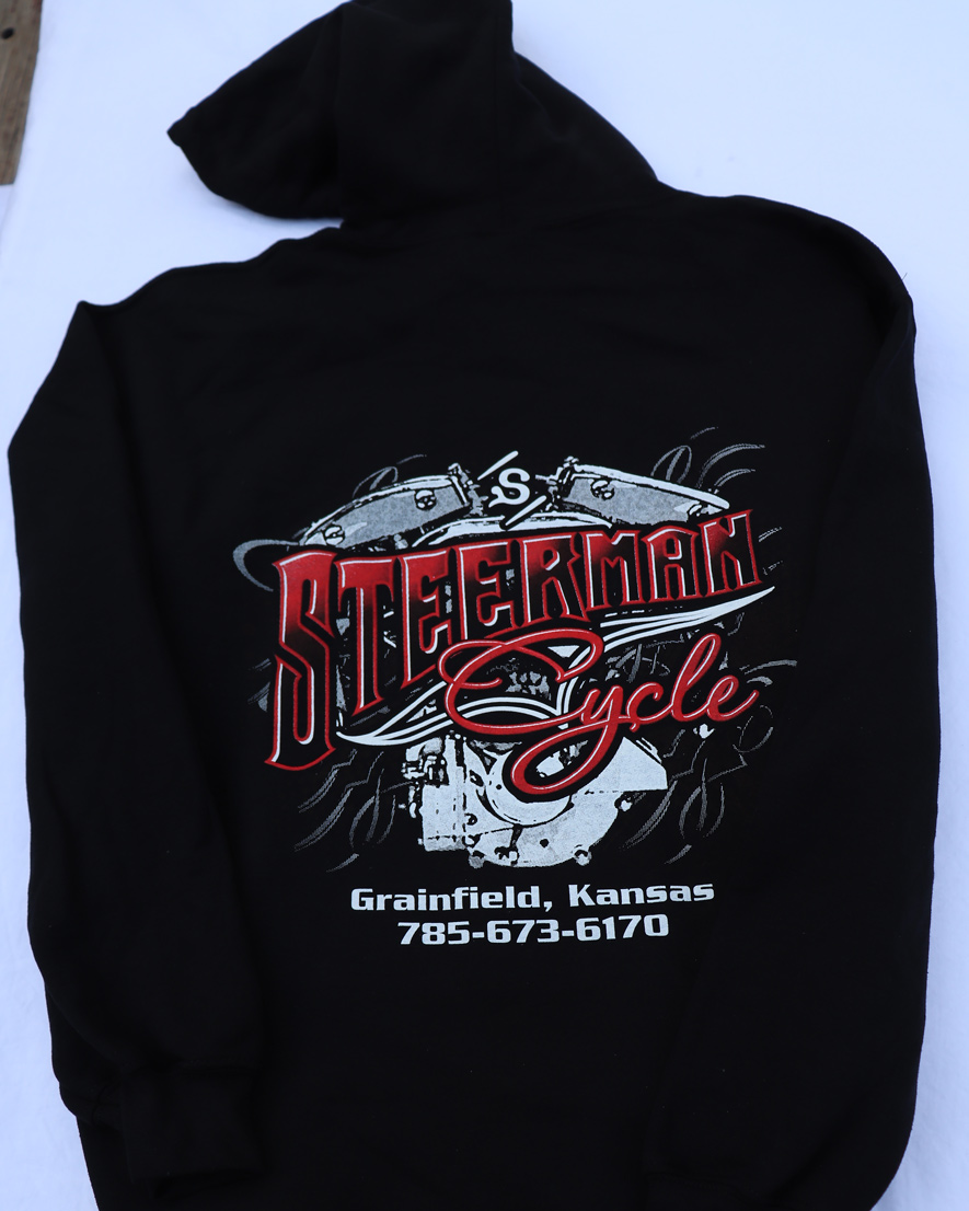 Black Steerman Cycle Engine Hoodie